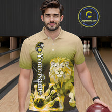 Load image into Gallery viewer, Yellow Lightning Lion Bowling Polo, Quarter Zip Shirts for Men Custom Lion Bowling Team jerseys NQS11569