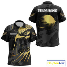 Load image into Gallery viewer, Black &amp; Gold Eagle golf polo shirts for Kid custom Kid's golf team shirts, personalized golf gifts NQS10208