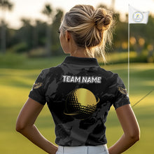 Load image into Gallery viewer, Black &amp; Gold Eagle golf polo shirts for Women custom Women's golf team shirts, personalized golf gift NQS10208