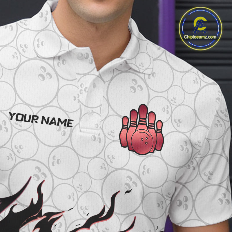 Black and White Camo Bowling Shirts For Men Custom Bowling Team League Jerseys | Red NQS10563