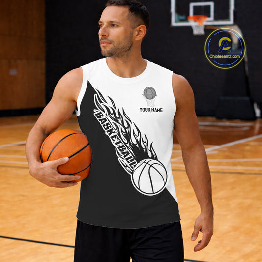 Black and White Flame Basketball shirts custom name and number Basketball team jerseys NQS11364