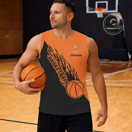 Black and Orange Flame Basketball shirts custom name and number Basketball team jerseys NQS11365
