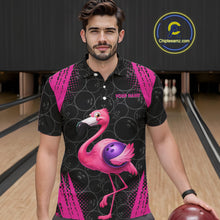 Load image into Gallery viewer, Funny Pink Flamingo Black Bowling Camo Bowling Shirts for Men Custom Flamingo Team bowling outfit NQS11716