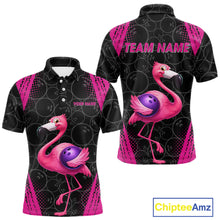 Load image into Gallery viewer, Funny Pink Flamingo Black Bowling Camo Bowling Shirts for Men Custom Flamingo Team bowling outfit NQS11716