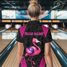 Load image into Gallery viewer, Funny Pink Flamingo Black Bowling Camo Bowling Shirts for Women Custom Flamingo Team bowling outfit NQS11716