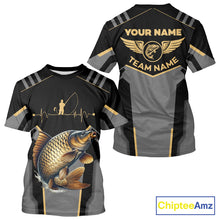 Load image into Gallery viewer, Personalized Black Carp Fishing jerseys, Team Carp Fishing Long Sleeve tournament shirts| Yellow NQS9822
