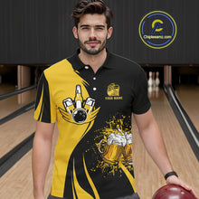 Load image into Gallery viewer, Funny yellow and black Bowling beer shirts for men custom My drinking team has a bowling problem NQS9927