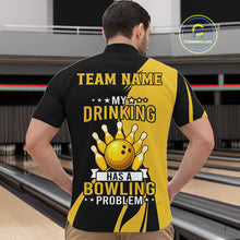 Load image into Gallery viewer, Funny yellow and black Bowling beer shirts for men custom My drinking team has a bowling problem NQS9927