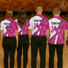 Load image into Gallery viewer, Custom Bowling Polo, Quarter Zip Shirt For Men Pink flame camo Bowling shirts, Bowling Team jerseys NQS11585