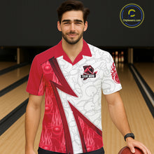 Load image into Gallery viewer, Custom Bowling Hawaiian Shirt Red flame camo Bowling Button up shirts, Bowling Team jerseys NQS11586