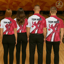 Load image into Gallery viewer, Custom Bowling Polo, Quarter Zip Shirt For Men Red flame camo Bowling shirts, Bowling Team jerseys NQS11586