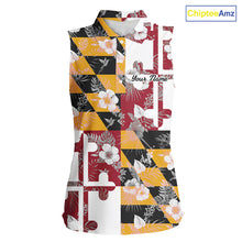 Load image into Gallery viewer, Maryland Flag tropical flower pattern Women Sleeveless polo shirt Custom ladies patriotic golf shirts NQS10064