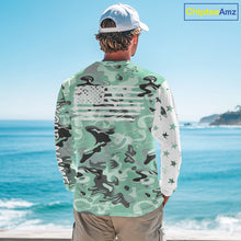 Load image into Gallery viewer, American flag Light green camo fishing personalized patriotic UV Protection camouflage Fishing jersey NQS10366