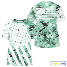 Load image into Gallery viewer, American flag Light green camo fishing personalized patriotic UV Protection camouflage Fishing jersey NQS10366