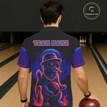 Load image into Gallery viewer, Custom Funny Cat Neon Bowling Hawaiian Shirt Bowling Uniform Button-up Bowling Team Shirts NQS11185