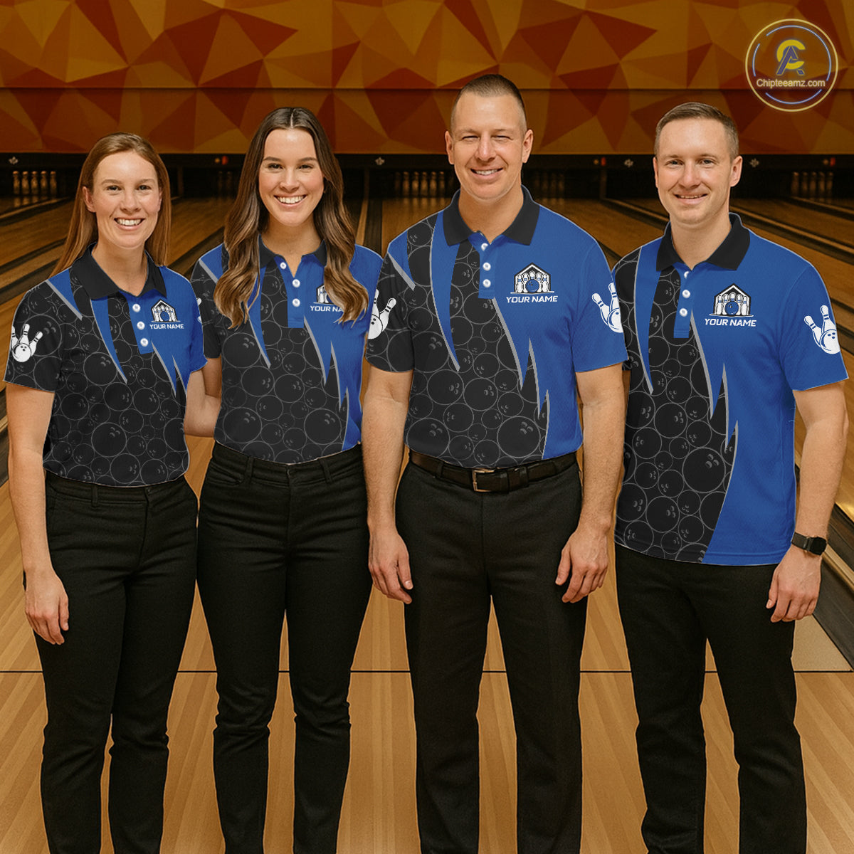 Black and blue lightning thunder shark bowling jerseys men custom bowling outfit men NQS11379