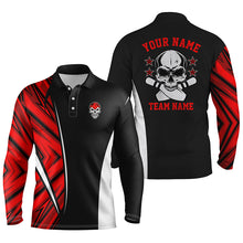 Load image into Gallery viewer, Black red personalized bowling shirt for men – custom name design side view