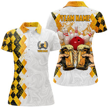 Load image into Gallery viewer, Bowling Beer argyle pattern Custom Bowling Polo, 1/4 zip Shirts For Women Bowling Team League Jersey NQS8423