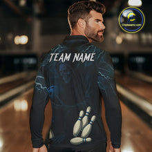 Load image into Gallery viewer, Blue Thunder Lightning Skull Reaper Bowling Polo, 1/4 Zip Shirts For Men Custom team bowling jerseys NQS9849