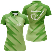 Load image into Gallery viewer, Personalized women golf polo shirts green lightning custom name and team name golf shirt, golfing gift NQS5408