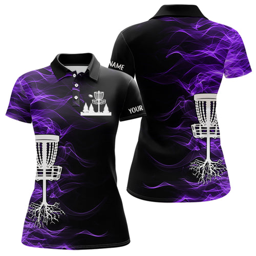 Purple smoke black Women Disc Golf Polo Shirt custom team disc golf basket Ladies disc golf outfits NQS11199