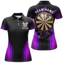 Load image into Gallery viewer, Black and Purple Light Darts Polo, Quarter Zip Shirt For Women Custom Darts Jerseys For Team NQS9334