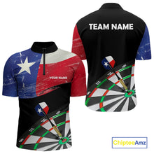 Load image into Gallery viewer, Texas Flag Dartboard Shirt for mens Custom Dart jerseys for team, patriotic dart league shirts NQS11408