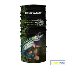 Load image into Gallery viewer, Musky fishing camouflage Custom performance long sleeve Fishing Shirts, Muskellunge Fishing jerseys NQS10081