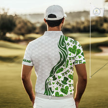 Load image into Gallery viewer, Custom White and Green St Patrick&#39;s day pattern Golf Polo Shirts For Men, team mens golf outfit NQS11209