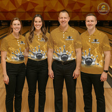 Load image into Gallery viewer, Personalized Yellow Flame Funny Bowling shirts for Women My drinking team has a bowling problem NQS11616