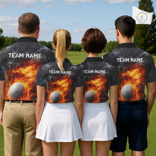 Load image into Gallery viewer, Custom Orange Flame Lightning Thunder Womens Golf Polo Shirt, Golf attire For Ladies Golfing Gifts NQS11619