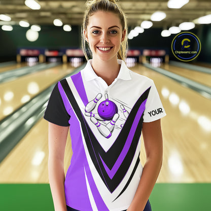 Custom bowling polo shirts for women I'm not swearing, I'm using my bowling words purple bowl shirts NQS7434