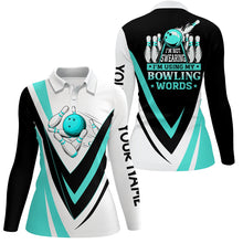 Load image into Gallery viewer, Custom bowling polo shirts for women I'm not swearing, I'm using my bowling words Cyan blue bowl shirt NQS7435