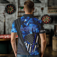 Load image into Gallery viewer, Black and White American Flag Skull Darts Blue Camo Darts Shirts For Men Custom Team Darts Jersey NQS9653