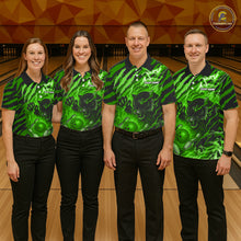 Load image into Gallery viewer, Personalized Tiger Bowling Shirts For Men, Green Flame Lightning Thunder Tiger Team Bowling Jerseys NQS11233
