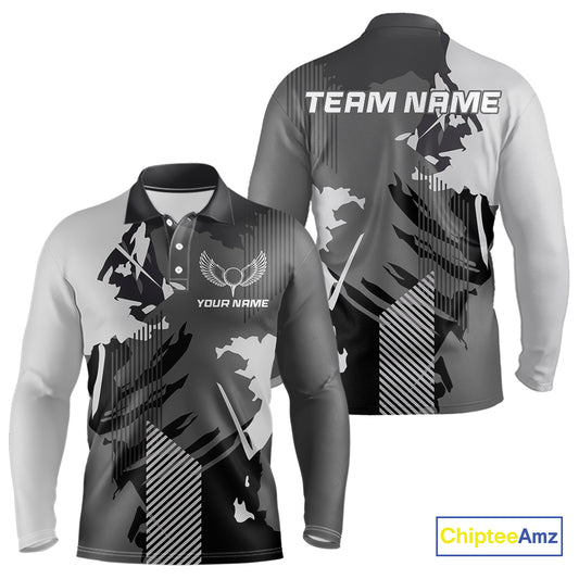 Personalized Gray camo Golf polo shirts for men custom camo golf shirts, unique golf gifts NQS9944