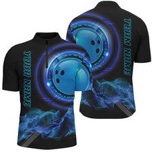 Load image into Gallery viewer, Blue Bowling Shirts for Men Personalized Bowling Team Jersey Custom Bowling Polo &amp; Quarter-Zip Shirts NQS8452