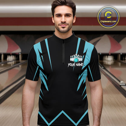 Black and Blue Reaper Skull lightning Bowling Shirts for Men Custom Skull Team Bowling league jersey NQS10869