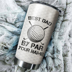 Best Dad By Par Black American Flag Custom Tumbler Cup personalized father's day golf gifts for dad NQS9868