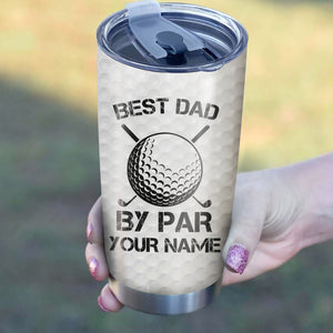 Best Dad By Par Black American Flag Custom Tumbler Cup personalized father's day golf gifts for dad NQS9868