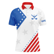 Load image into Gallery viewer, Red, white and blue golf polo for men custom American Flag men's patriotic polo shirts NQS8354