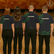 Load image into Gallery viewer, Black &amp; Green Camo Skull Lightning Bowling Polo, 1/4 zip shirts for Women Custom Team bowling Jersey NQS11657