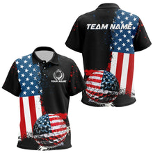 Load image into Gallery viewer, Black American Flag Kid Golf Polo Shirt Custom Golf attire for Kid, patriotic golf gifts NQS9696