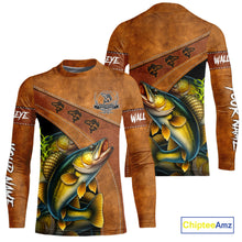Load image into Gallery viewer, Walleye fishing UV protection custom name fishing shirts, performance shirts for men, women, kid NQS10265