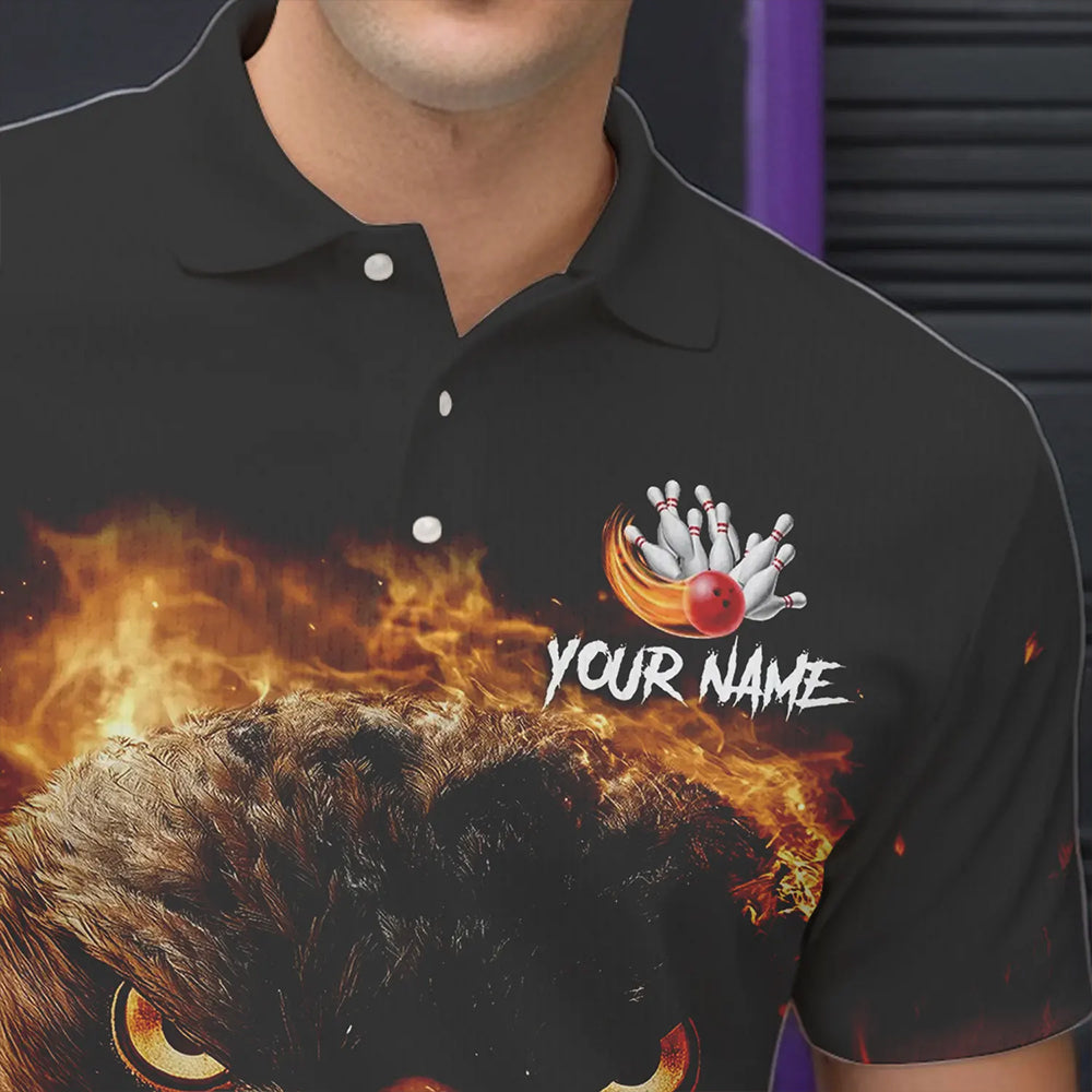 Flame Eagle Mens Bowling Polo, Quarter Zip Shirt Custom team Mens bowling outfit gifts for bowlers NQS9708