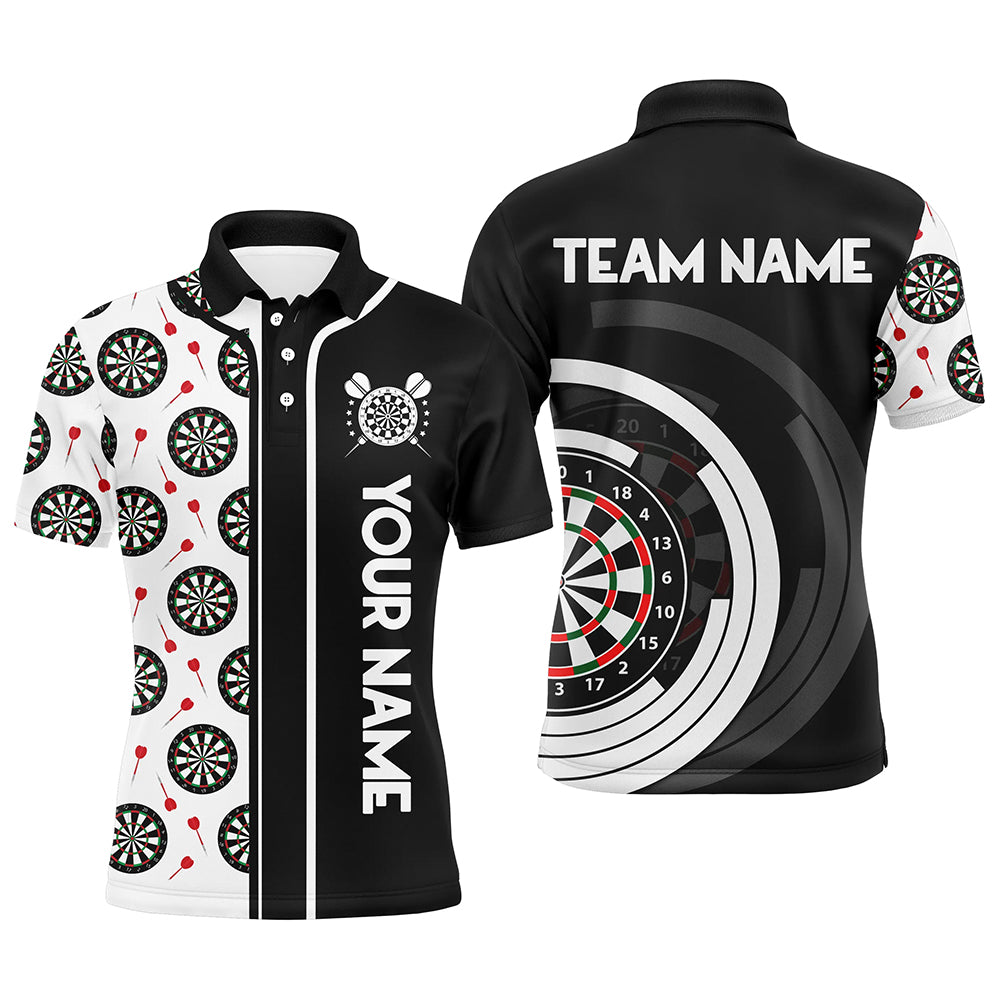 Black and White Dart Board Camo Custom Team Dart Polo, Quarter Zip Shirt For Men, Mens dart jersey NQS9202