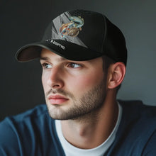 Load image into Gallery viewer, Personalized Black camo Redfish, Trout, Flounder Fishing baseball cap, Texas Slam fishing hats NQS10143