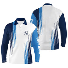 Load image into Gallery viewer, White and blue Mens golf polo shirts custom golf ball shirt for men, best men golf wear NQS6162