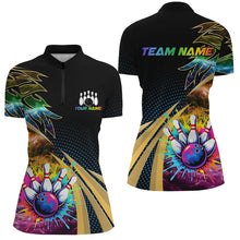 Load image into Gallery viewer, Colorful Bowling Polo, Quarter zip shirts For Women Custom Team Bowling Jerseys, Gift For Bowlers NQS8990