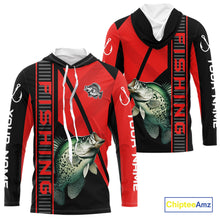 Load image into Gallery viewer, Black and red Crappie Fishing Custom UV protection Long sleeve fishing shirts For Men, Women NQS10162
